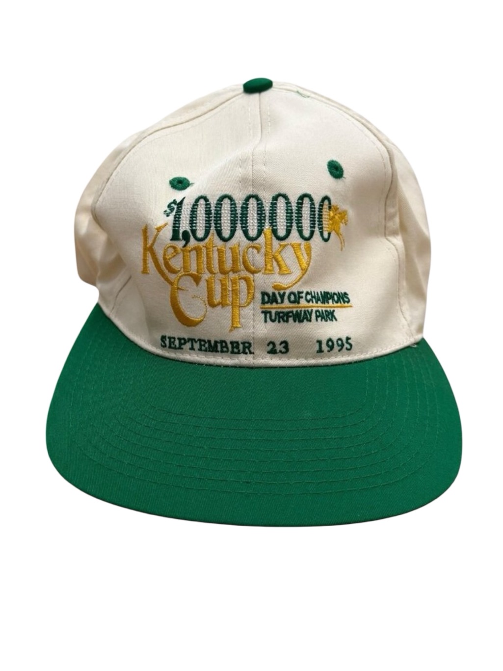 Vintage 1995 Kentucky Cup Day Of Champions Snapback Hat Green Cream